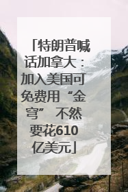 特朗普喊话加拿大：加入美国可免费用“金穹” 不然要花610亿美元