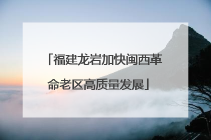 福建龙岩加快闽西革命老区高质量发展