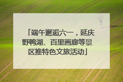 端午邂逅六一，延庆野鸭湖、百里画廊等景区推特色文旅活动