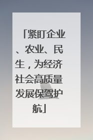 紧盯企业、农业、民生，为经济社会高质量发展保驾护航