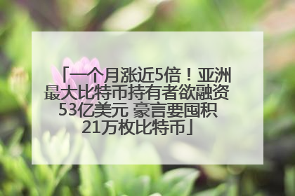 一个月涨近5倍！亚洲最大比特币持有者欲融资53亿美元 豪言要囤积21万枚比特币