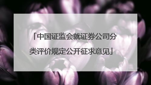 中国证监会就证券公司分类评价规定公开征求意见