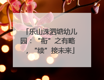 乐山洙泗塘幼儿园：“衔”之有略，“续”接未来