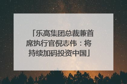 乐高集团总裁兼首席执行官倪志伟：将持续加码投资中国