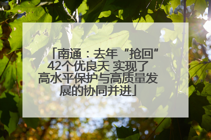 南通：去年“抢回”42个优良天 实现了高水平保护与高质量发展的协同并进