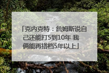 克内克特：詹姆斯说自己还能打5到10年 我俩能再搭档5年以上