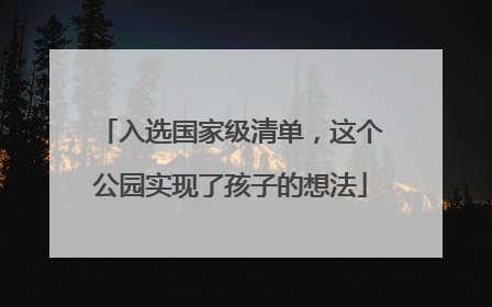 入选国家级清单，这个公园实现了孩子的想法