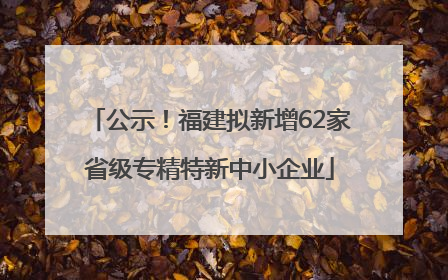 公示！福建拟新增62家省级专精特新中小企业