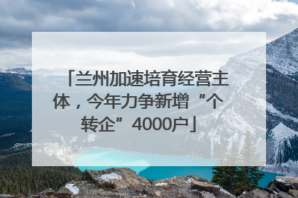 兰州加速培育经营主体，今年力争新增“个转企”4000户