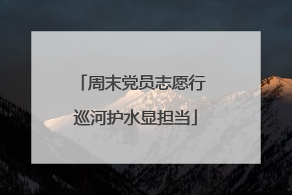周末党员志愿行 巡河护水显担当
