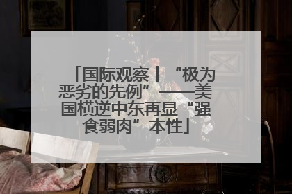 国际观察丨“极为恶劣的先例”——美国横逆中东再显“强食弱肉”本性
