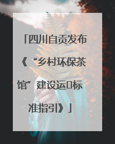 四川自贡发布《“乡村环保茶馆”建设运⾏标准指引》
