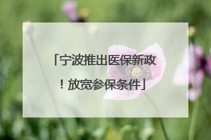 宁波推出医保新政！放宽参保条件