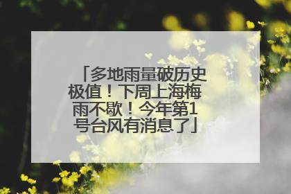 多地雨量破历史极值！下周上海梅雨不歇！今年第1号台风有消息了