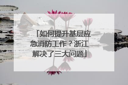 如何提升基层应急消防工作？浙江解决了三大问题