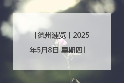 德州速览丨2025年5月8日 星期四