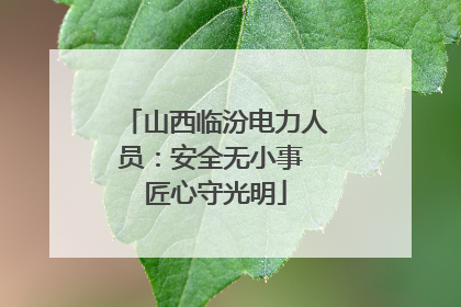 山西临汾电力人员：安全无小事 匠心守光明