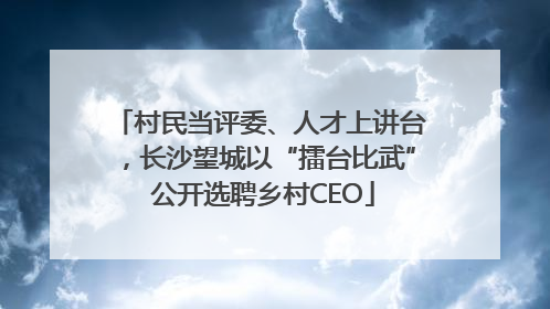 村民当评委、人才上讲台，长沙望城以“擂台比武” 公开选聘乡村CEO