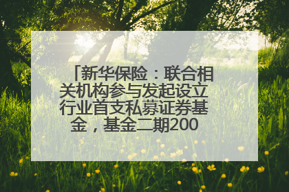 新华保险：联合相关机构参与发起设立行业首支私募证券基金，基金二期200亿元已募集完毕