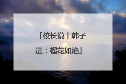 校长说丨韩子进：榴花如焰