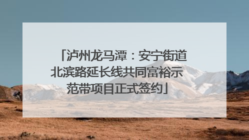 泸州龙马潭：安宁街道北滨路延长线共同富裕示范带项目正式签约