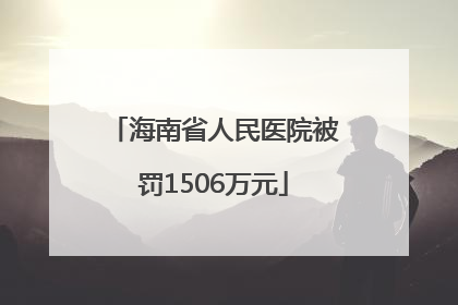 海南省人民医院被罚1506万元