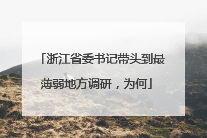 浙江省委书记带头到最薄弱地方调研，为何