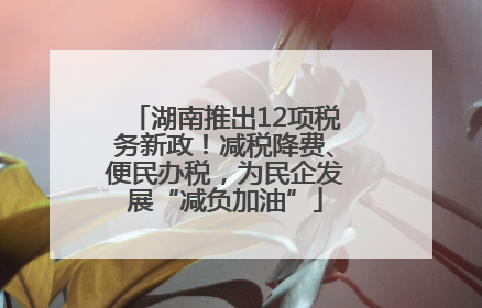 湖南推出12项税务新政！减税降费、便民办税，为民企发展“减负加油”