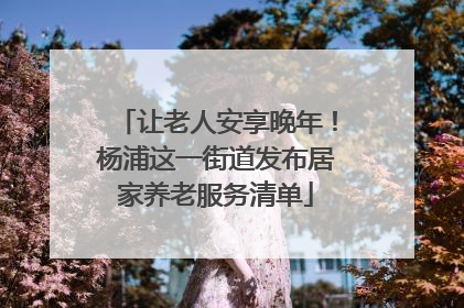 让老人安享晚年！杨浦这一街道发布居家养老服务清单