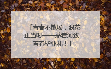 青春不散场，浪花正当时——茅岩河致青春毕业礼！