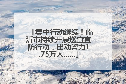 集中行动继续！临沂市持续开展巡查宣防行动，出动警力1.75万人……
