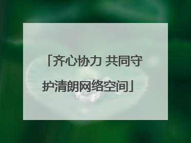 齐心协力 共同守护清朗网络空间