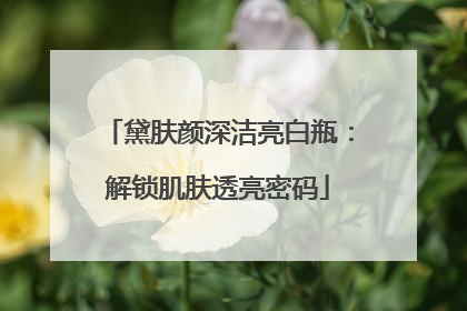 黛肤颜深洁亮白瓶：解锁肌肤透亮密码